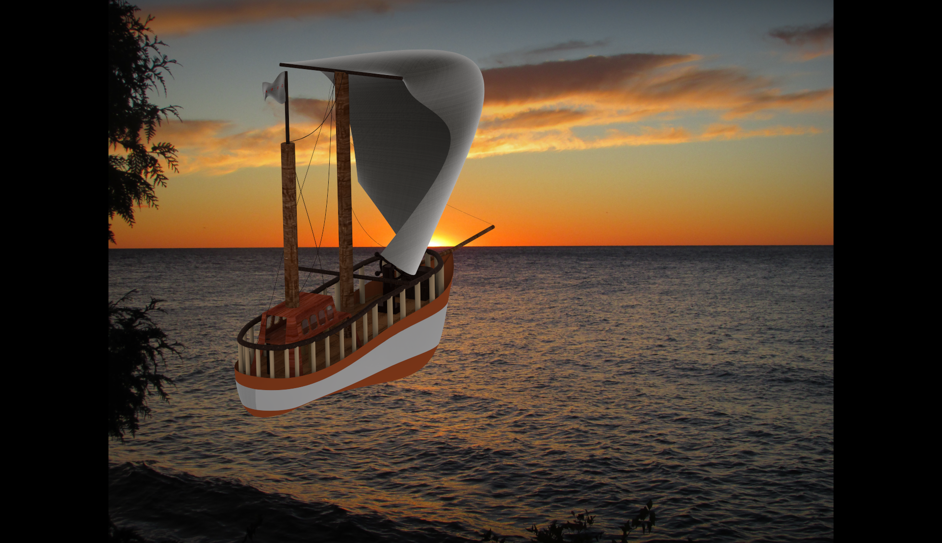 卡通版帆船3D模型图纸 Solidworks设计